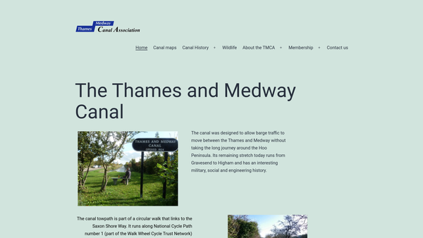 Screenshot of the Thames And Medway Canal Association Limited website