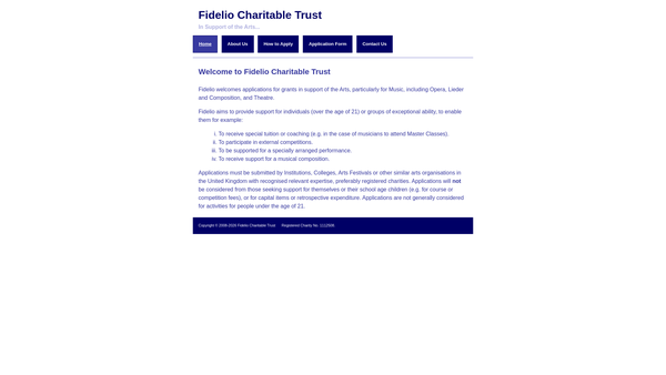 Screenshot of the The Fidelio Charitable Trust website