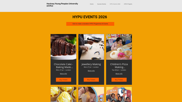 Screenshot of the Hackney Young Peoples University website