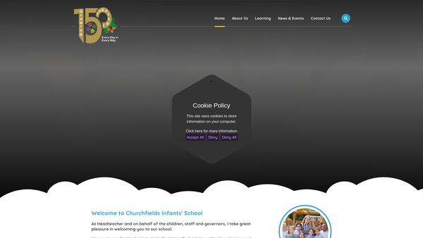 Screenshot of the Churchfields Infants' School Nursery Unit & Language Facility School Fund website