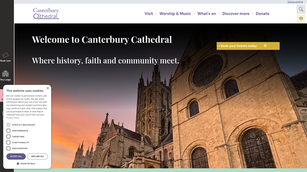 Screenshot of the Canterbury Cathedral Trust Fund website