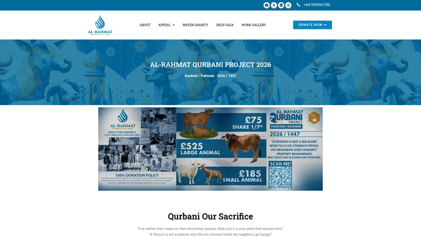 Screenshot of the Al- Rahmat International Trust, Arit, The Mercy International Trust website