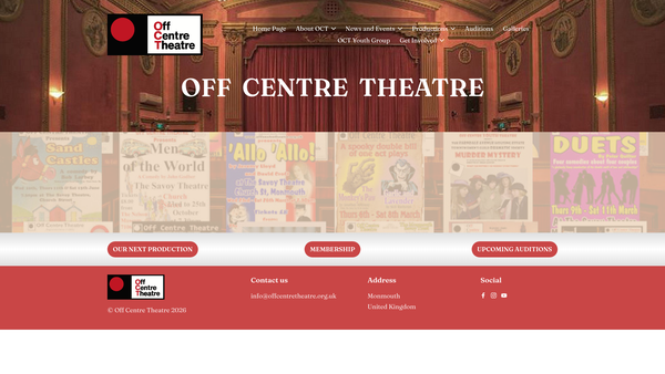 Screenshot of the Off Centre Theatre website