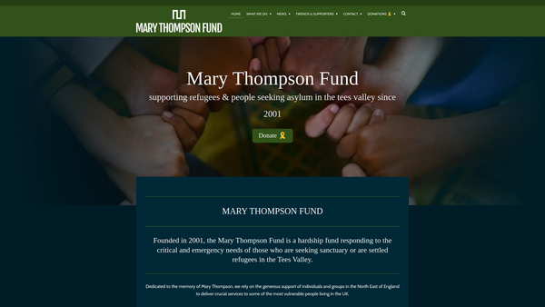 Screenshot of the Mary Thompson Fund website