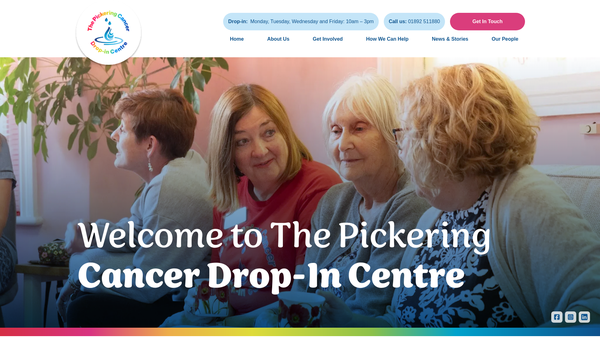 Screenshot of the The Pickering Cancer Drop-In Centre website
