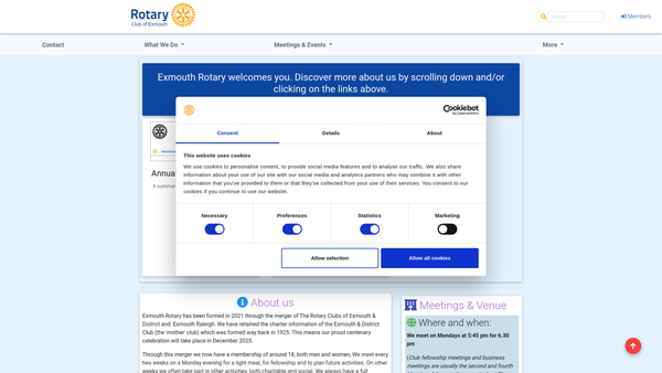 Screenshot of the Exmouth Rotary Club website