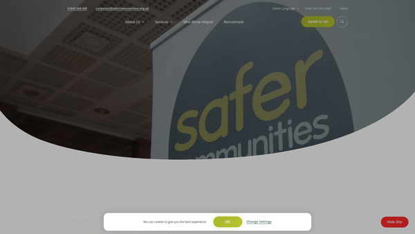 Screenshot of the Safer Communities Limited website