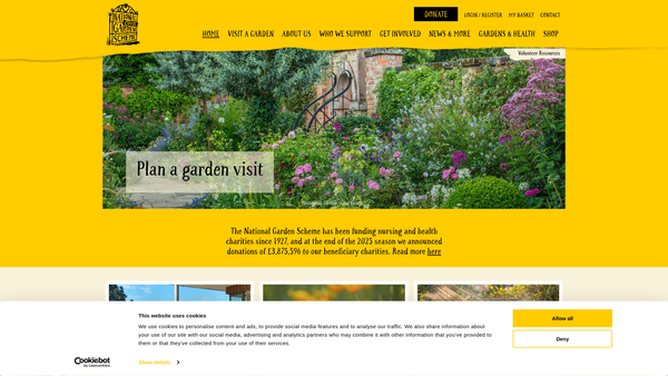 Screenshot of the The National Garden Scheme website