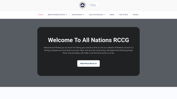 Screenshot of the Redeemed Christian Church Of God Rccg Clays Lane Christian Centre website