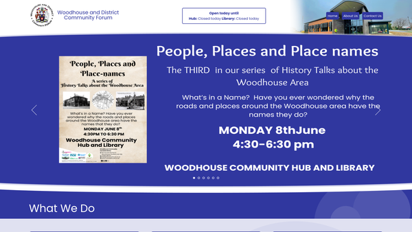 Screenshot of the Woodhouse And District Community Forum website