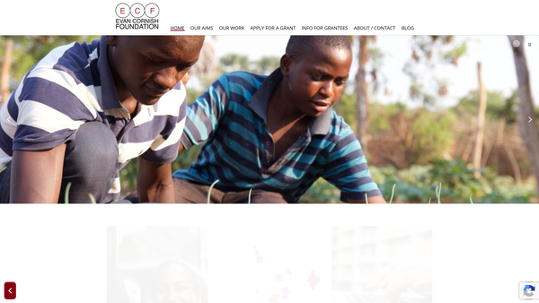 Screenshot of the The Evan Cornish Foundation website
