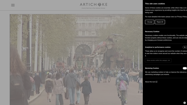 Screenshot of the Artichoke Trust website