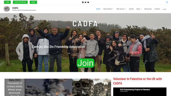 Screenshot of the Camden Abu Dis Friendship Association website