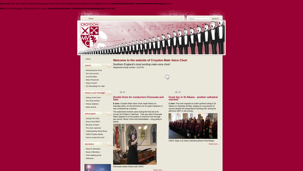 Screenshot of the The Croydon Male Voice Choir website