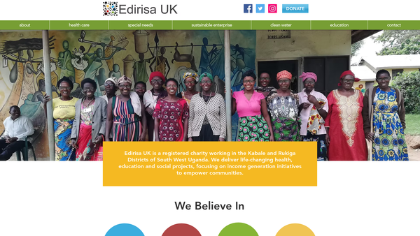 Screenshot of the Edirisa UK Charitable Trust website