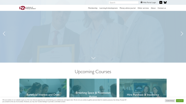 Screenshot of the Institute Of Money Advisers website
