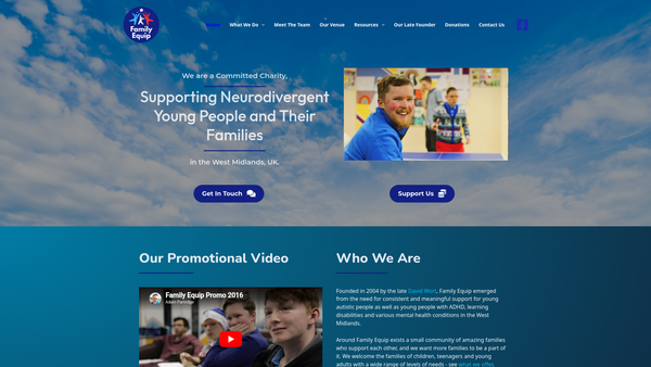 Screenshot of the Family Equip website