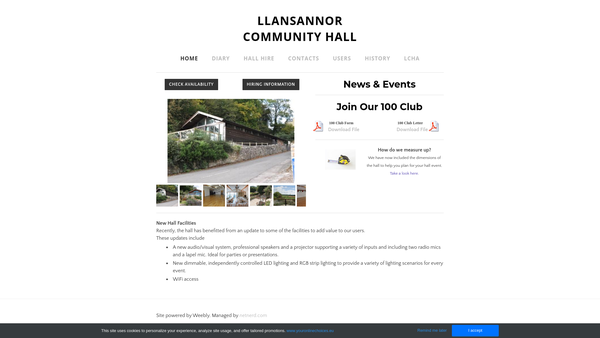 Screenshot of the Llansannor Community Hall Association website