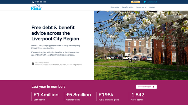 Screenshot of the Raise Limited website
