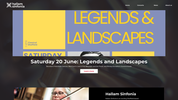 Screenshot of the The Hallam Sinfonia website