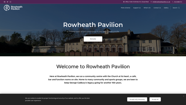 Screenshot of the Rowheath Pavilion Christian Trust website