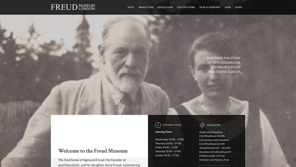 Screenshot of the The Freud Museum London website