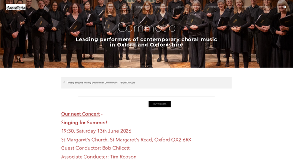 Screenshot of the Commotio website