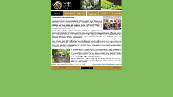 Screenshot of the Habitat Survival Trust website