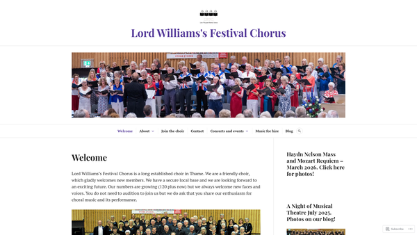 Screenshot of the Lord Williams's Festival Chorus website
