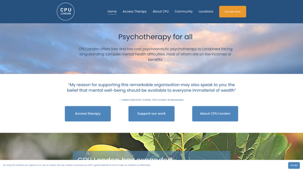 Screenshot of the Cpu London website