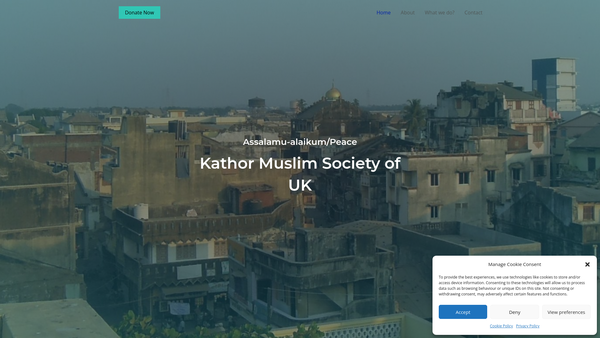 Screenshot of the The Kathor Muslim Society Of UK website