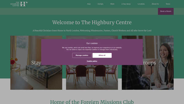 Screenshot of the The Highbury Centre website