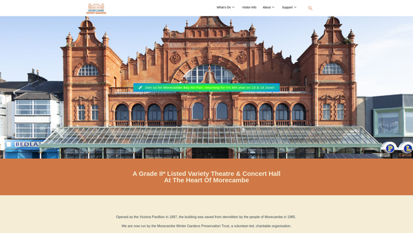 Screenshot of the Morecambe Winter Gardens Preservation Trust Limited website
