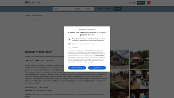 Screenshot of the Newland Village Room website