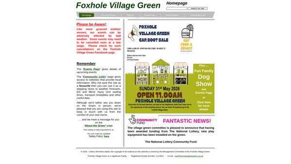 Screenshot of the Foxhole Village Green website