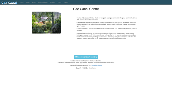 Screenshot of the Cae Canol Centre website