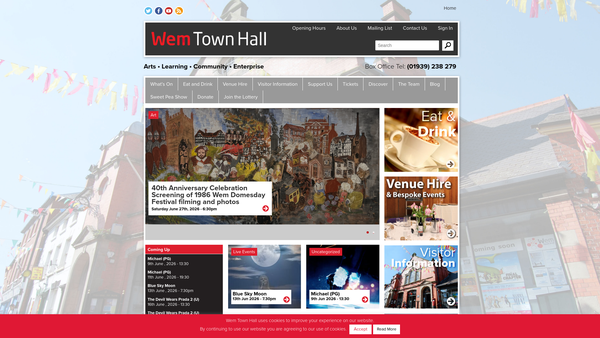Screenshot of the Wem Town Hall Community Trust Ltd website