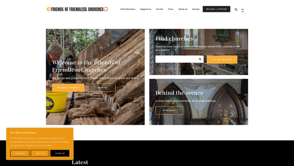 Screenshot of the Friends Of Friendless Churches Limited website