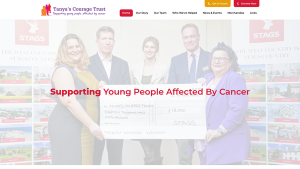 Screenshot of the The Tanya's Courage Trust website