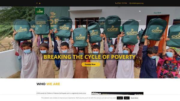 Screenshot of the Children Of Pakistan Earthquake website