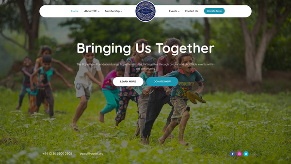 Screenshot of the The Rajasthani Foundation website