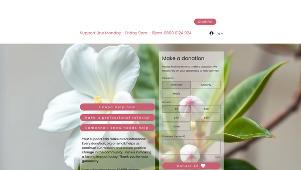 Screenshot of the Aanchal Women's Aid Ltd website