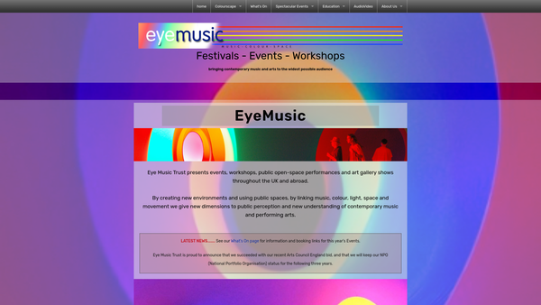 Screenshot of the Eye Music Trust website