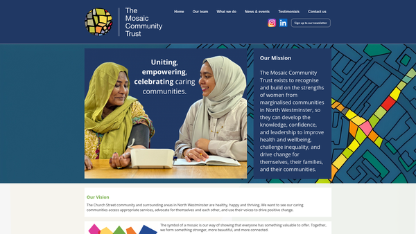 Screenshot of the The Mosaic Community Trust UK website
