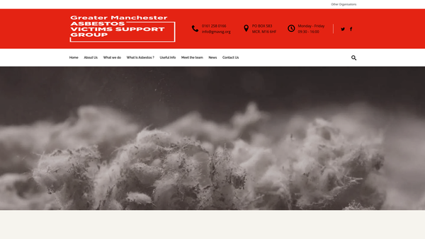 Screenshot of the Greater Manchester Asbestos Victims Support Group website