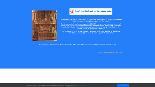 Screenshot of the South East Wales Organists Association website