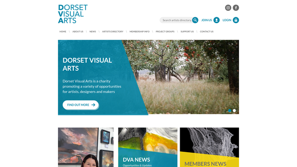 Screenshot of the Dorset Visual Arts website