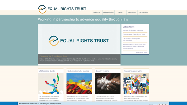 Screenshot of the The Equal Rights Trust website