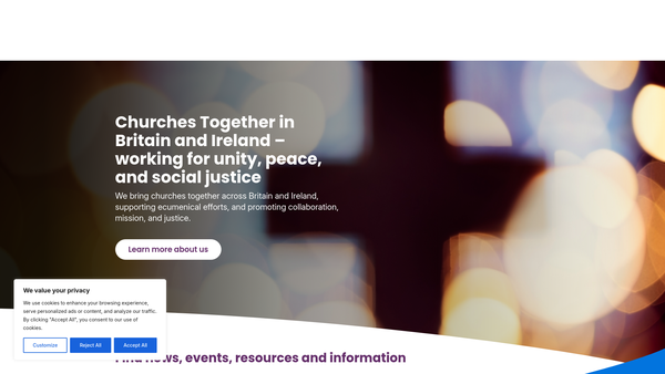 Screenshot of the Churches Together In Britain And Ireland website