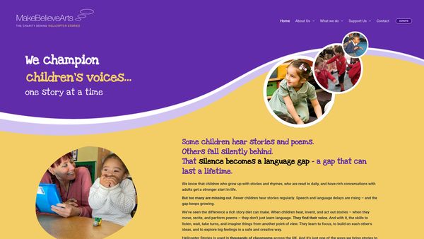 Screenshot of the Makebelieve Arts website